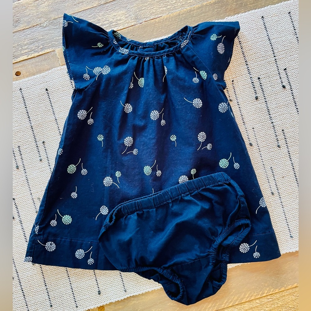 GAP - Dandelion-print Trapeze Dress w/Matching Diaper Cover - Size 3-6 Months